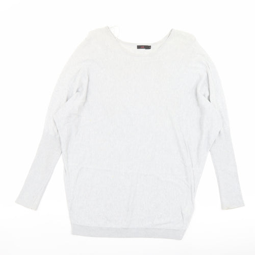 Lux Womens Grey Round Neck Cotton Pullover Jumper Size S