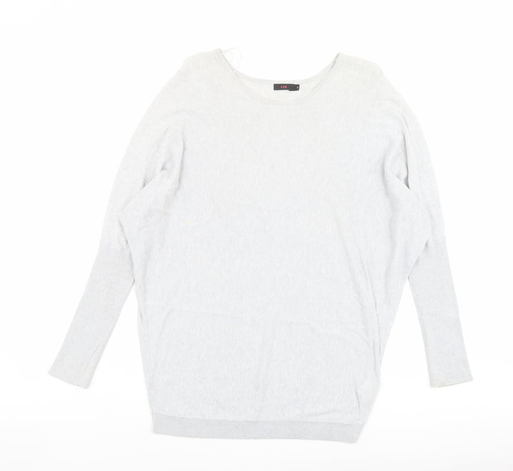 Lux Womens Grey Round Neck Cotton Pullover Jumper Size S