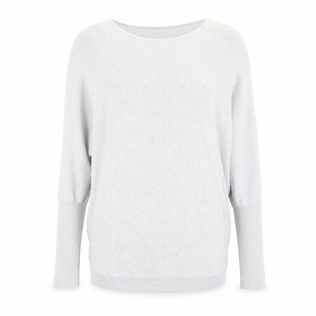Front view of Lux women’s grey round neck cotton jumper, size S