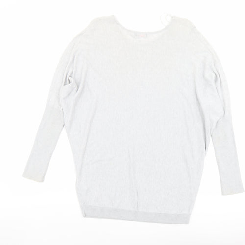 Lux Womens Grey Round Neck Cotton Pullover Jumper Size S