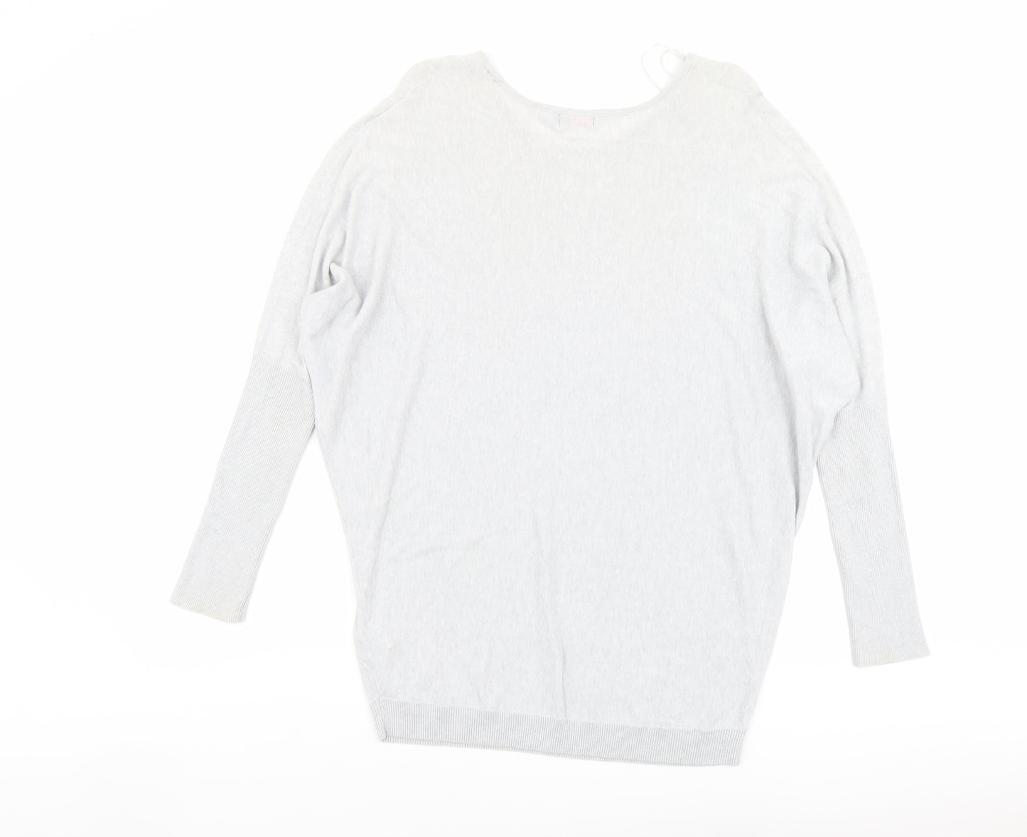 Lux Womens Grey Round Neck Cotton Pullover Jumper Size S