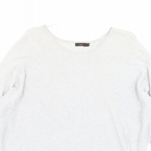 Lux Womens Grey Round Neck Cotton Pullover Jumper Size S