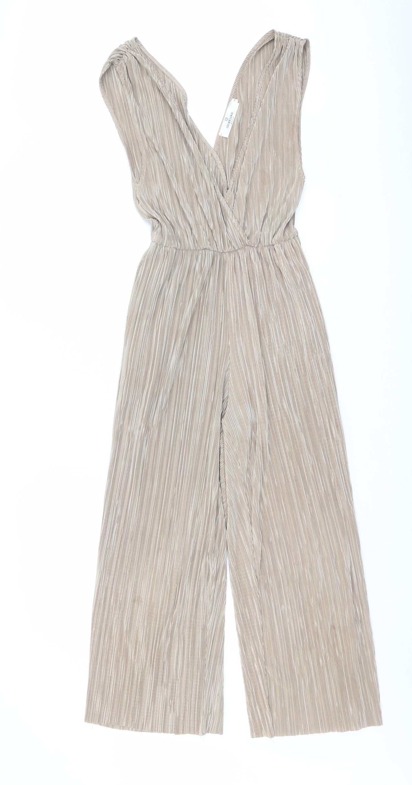 Oh My Love Womens Gold Polyester Jumpsuit One-Piece Size S Pullover
