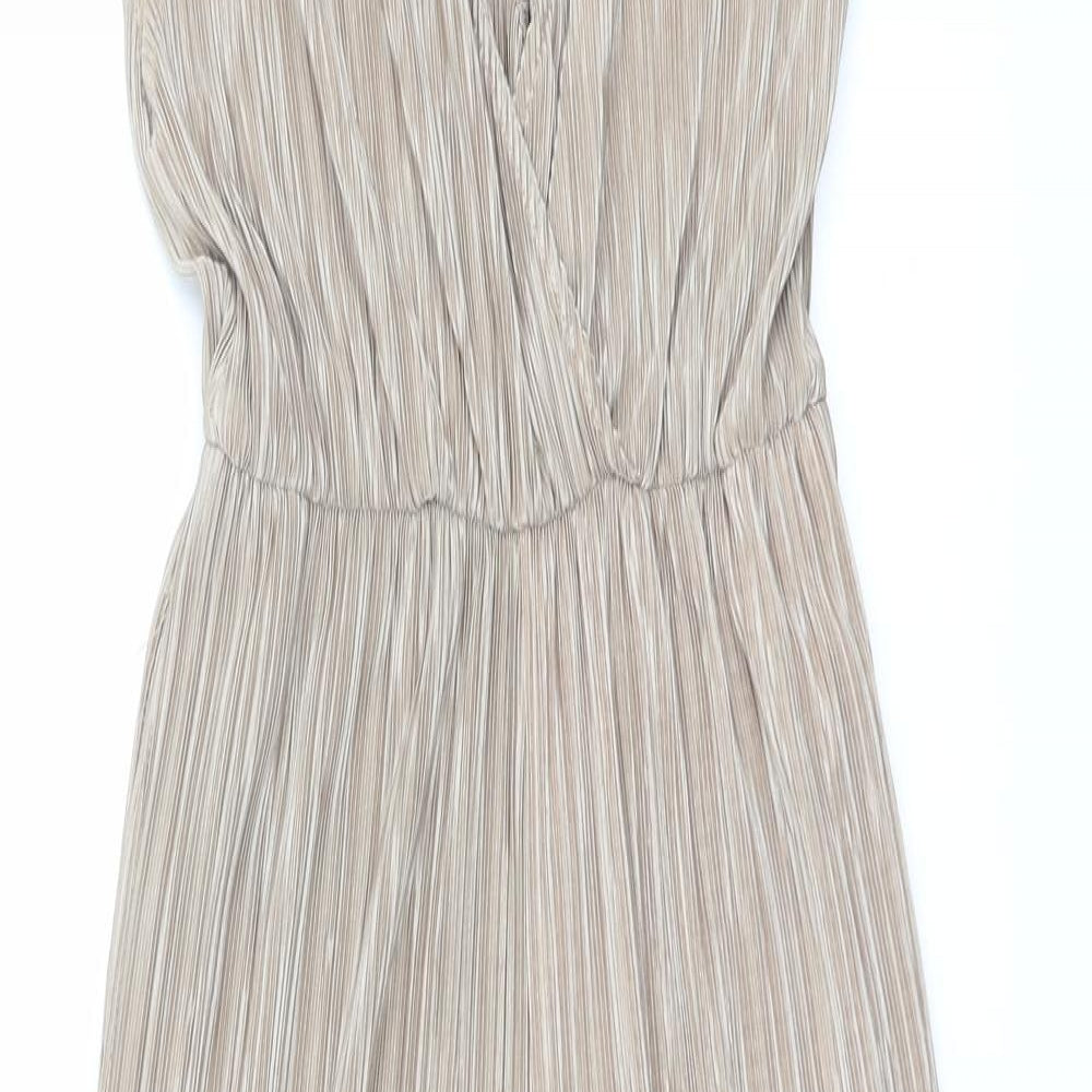Oh My Love Womens Gold Polyester Jumpsuit One-Piece Size S Pullover