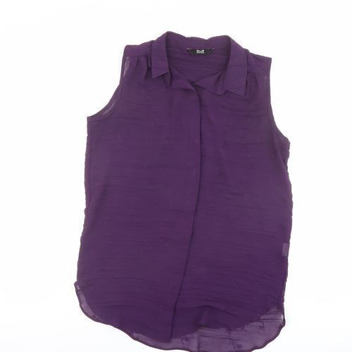 K&D Womens Purple Polyester Basic Button-Up Size 12 Collared