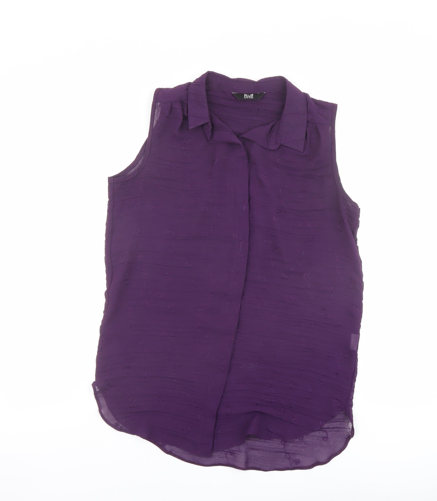 K&D Womens Purple Polyester Basic Button-Up Size 12 Collared