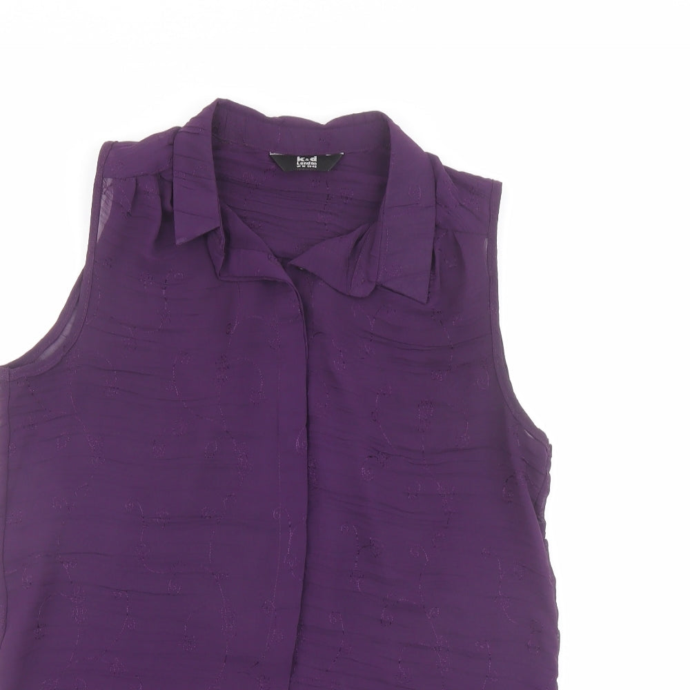 K&D Womens Purple Polyester Basic Button-Up Size 12 Collared