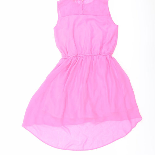 Star Girls Pink Polyester A-Line Size 9 Years Round Neck Button - Elastic Waist