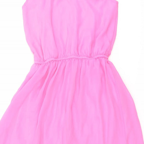 Star Girls Pink Polyester A-Line Size 9 Years Round Neck Button - Elastic Waist