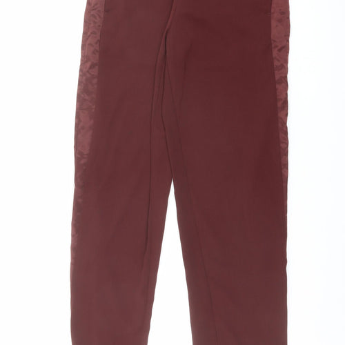 H&M Womens Red Polyester Trousers Size 10 L29 in Regular Drawstring - Taped Side