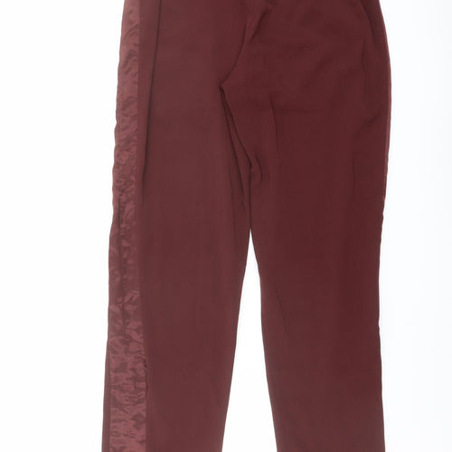 H&M Womens Red Polyester Trousers Size 10 L29 in Regular Drawstring - Taped Side