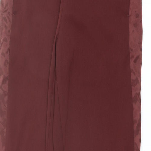 H&M Womens Red Polyester Trousers Size 10 L29 in Regular Drawstring - Taped Side