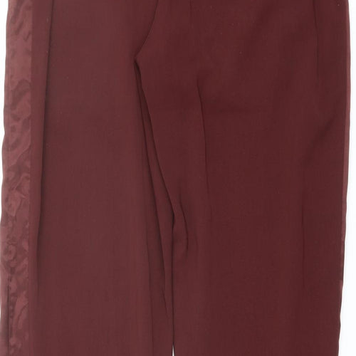 H&M Womens Red Polyester Trousers Size 10 L29 in Regular Drawstring - Taped Side