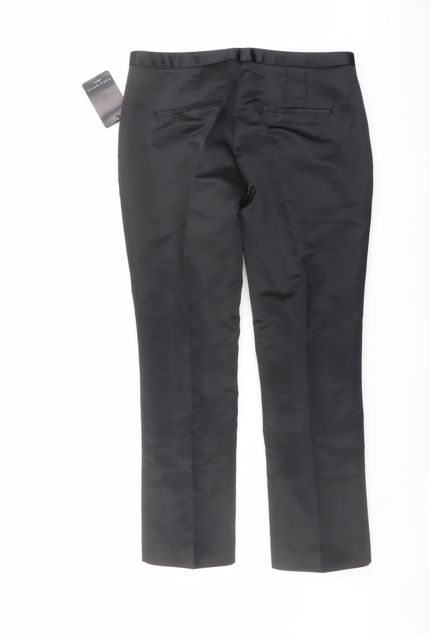 Zara Womens Black Polyester Dress Pants Trousers Size M L25 in Regular Button