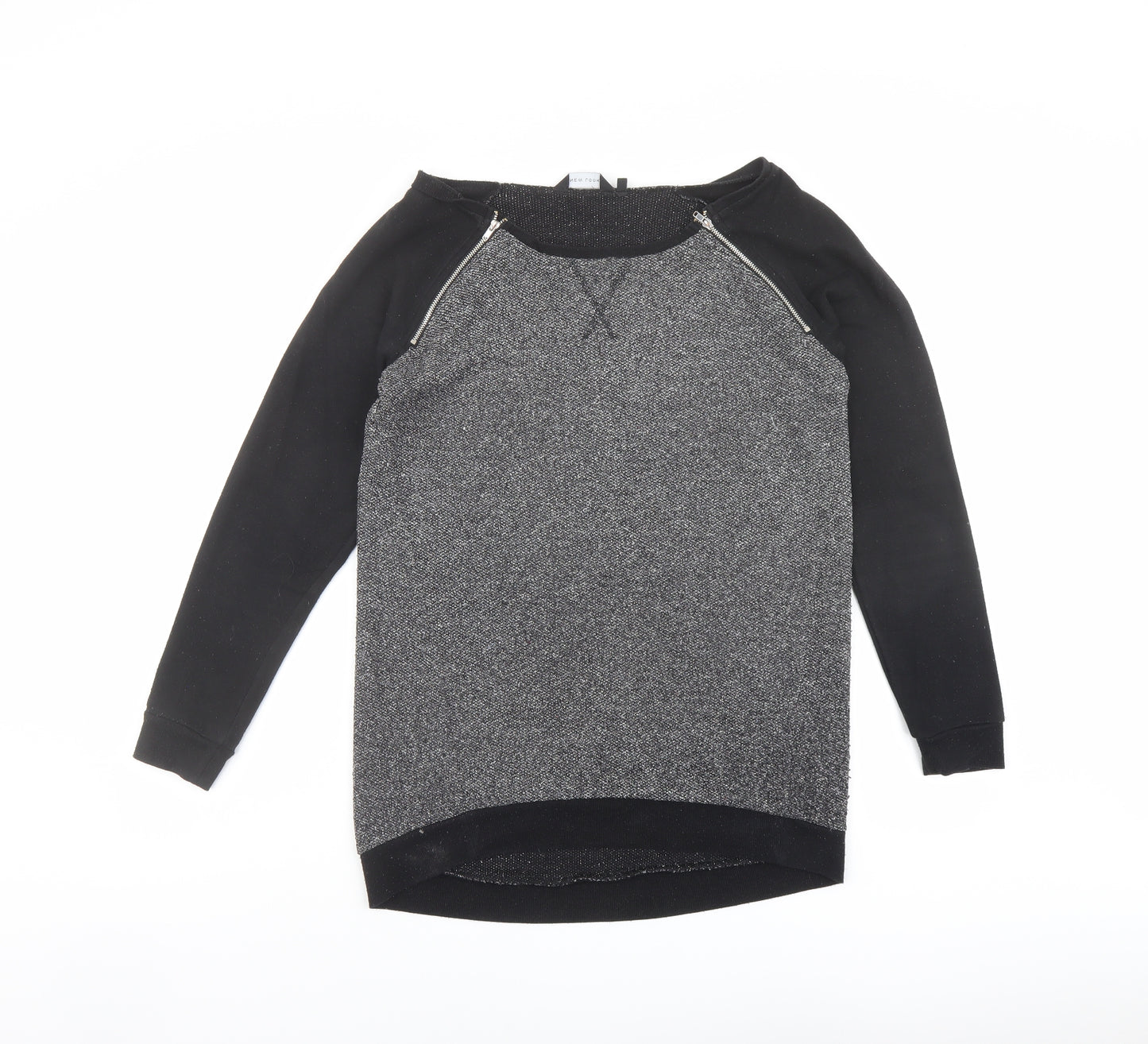 New Look Womens Black Colourblock Polyester Pullover Sweatshirt Size 10 Pullover - Zip detail