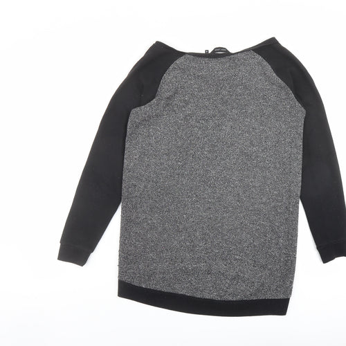 New Look Womens Black Colourblock Polyester Pullover Sweatshirt Size 10 Pullover - Zip detail
