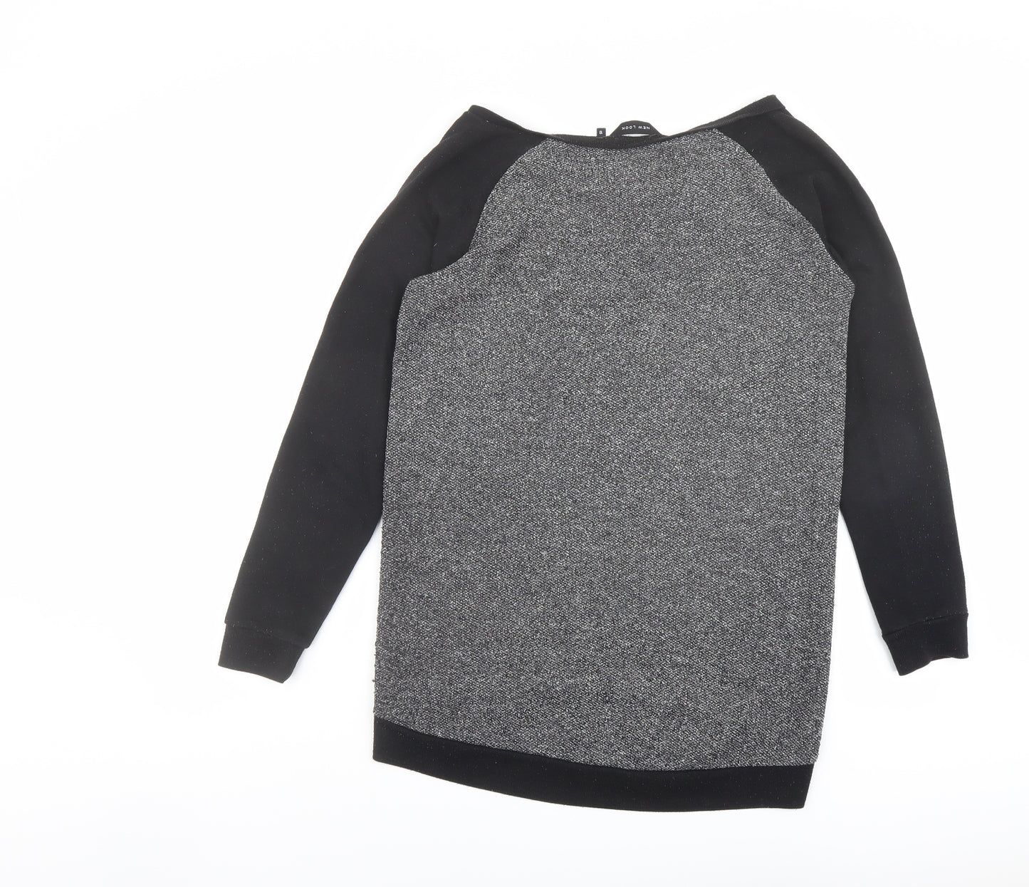 New Look Womens Black Colourblock Polyester Pullover Sweatshirt Size 10 Pullover - Zip detail