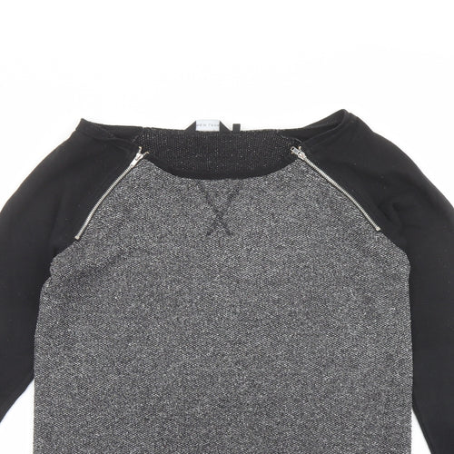 New Look Womens Black Colourblock Polyester Pullover Sweatshirt Size 10 Pullover - Zip detail