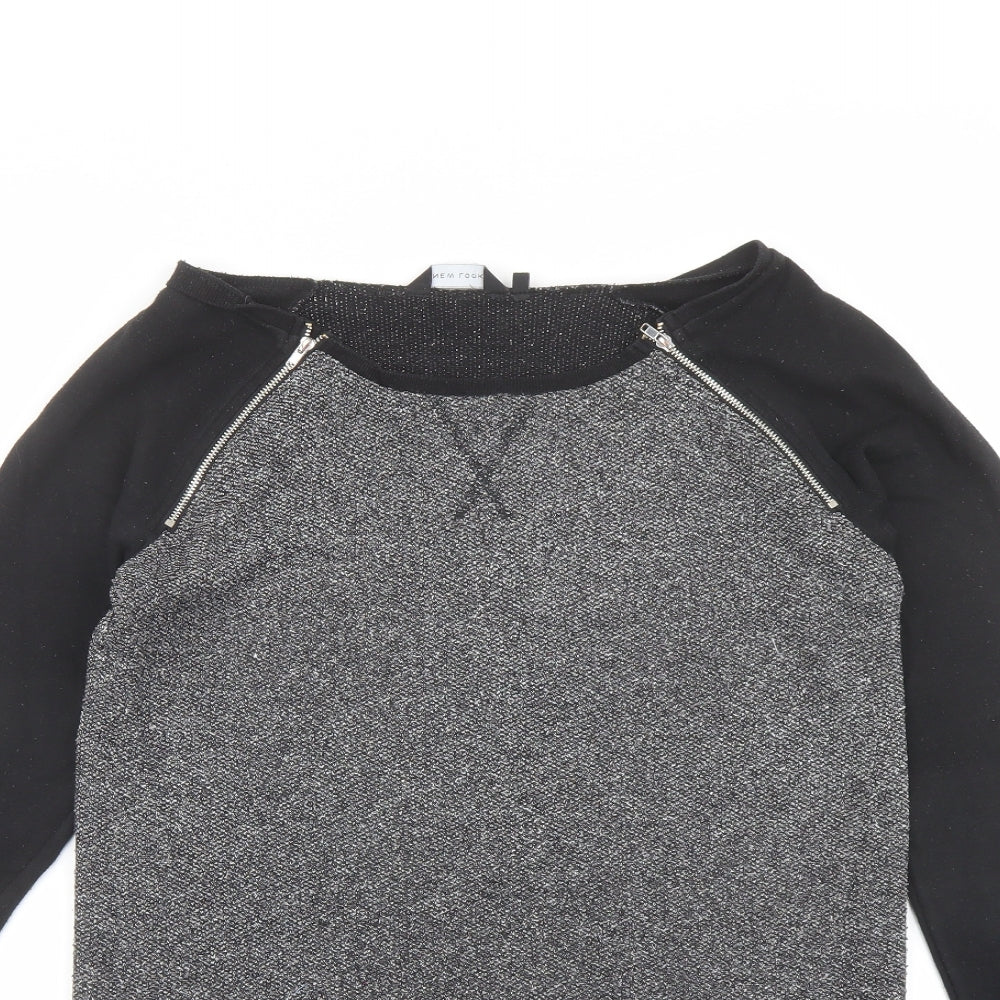 New Look Womens Black Colourblock Polyester Pullover Sweatshirt Size 10 Pullover - Zip detail