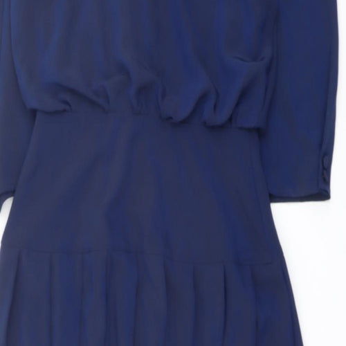 Wallis Womens Blue Polyester Fit & Flare Size 12 V-Neck Button