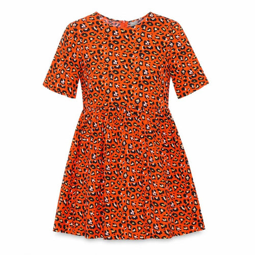 ASOS Womens Orange Animal Print Viscose A-Line Size 10 Round Neck Zip - Leopard pattern