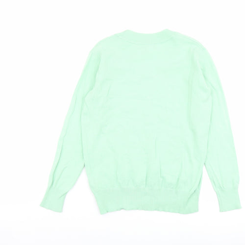 Marks and Spencer Womens Green V-Neck Cotton Pullover Jumper Size XS