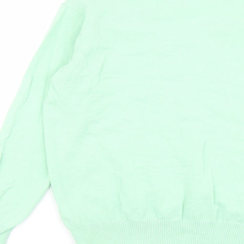 Marks and Spencer Womens Green V-Neck Cotton Pullover Jumper Size XS