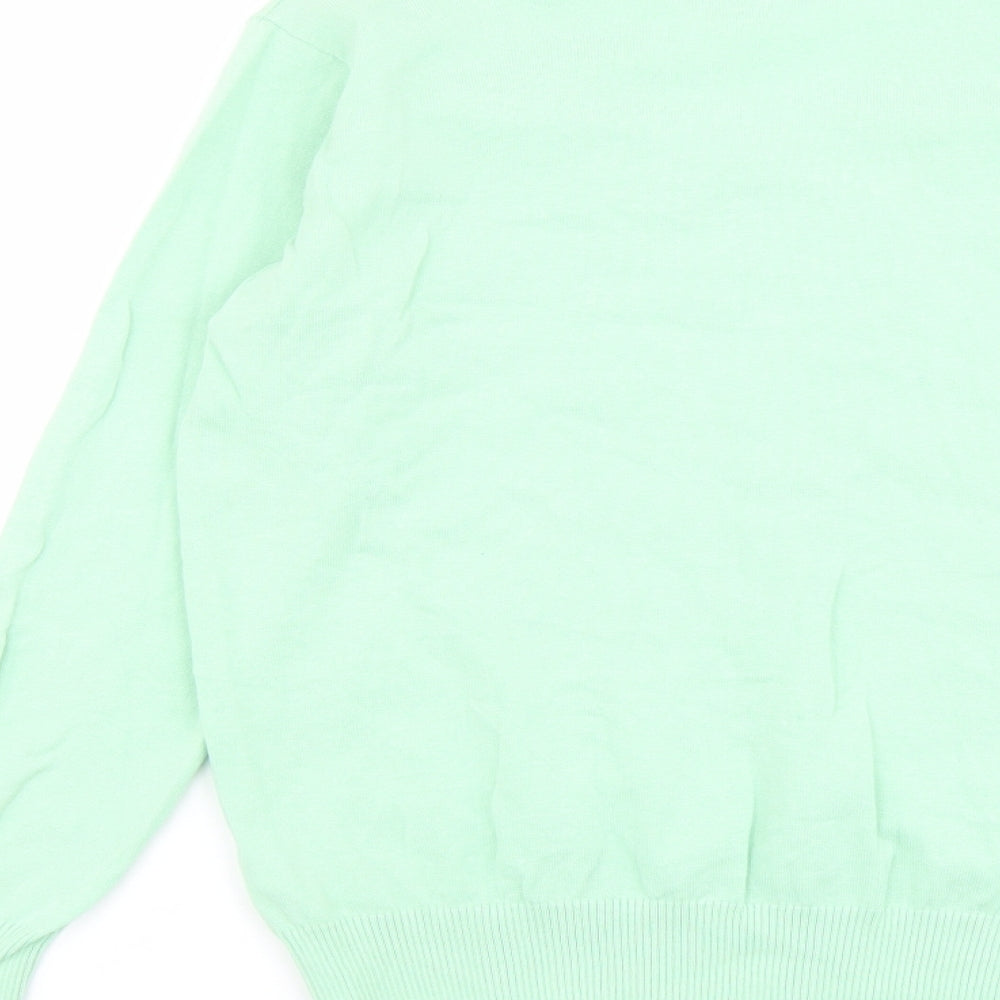 Marks and Spencer Womens Green V-Neck Cotton Pullover Jumper Size XS