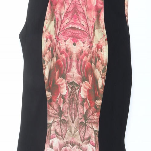 Pied A Terre Womens Black Geometric Polyester Shift Size 10 Round Neck Zip