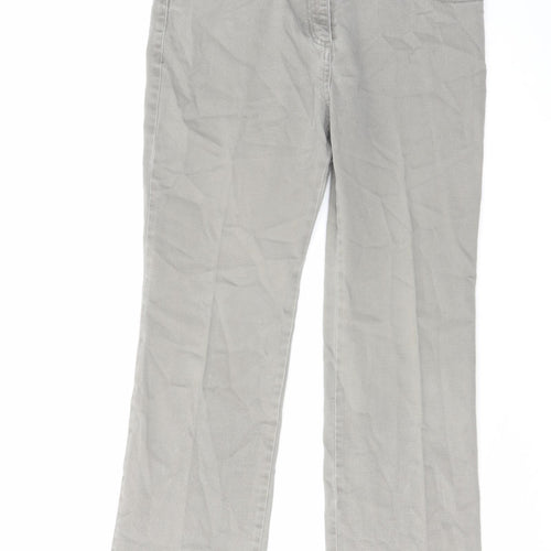 Marks and Spencer Womens Grey Cotton Bootcut Jeans Size 12 L29 in Regular Zip