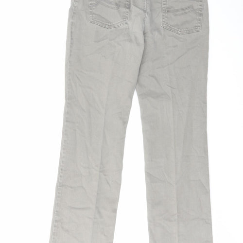 Marks and Spencer Womens Grey Cotton Bootcut Jeans Size 12 L29 in Regular Zip