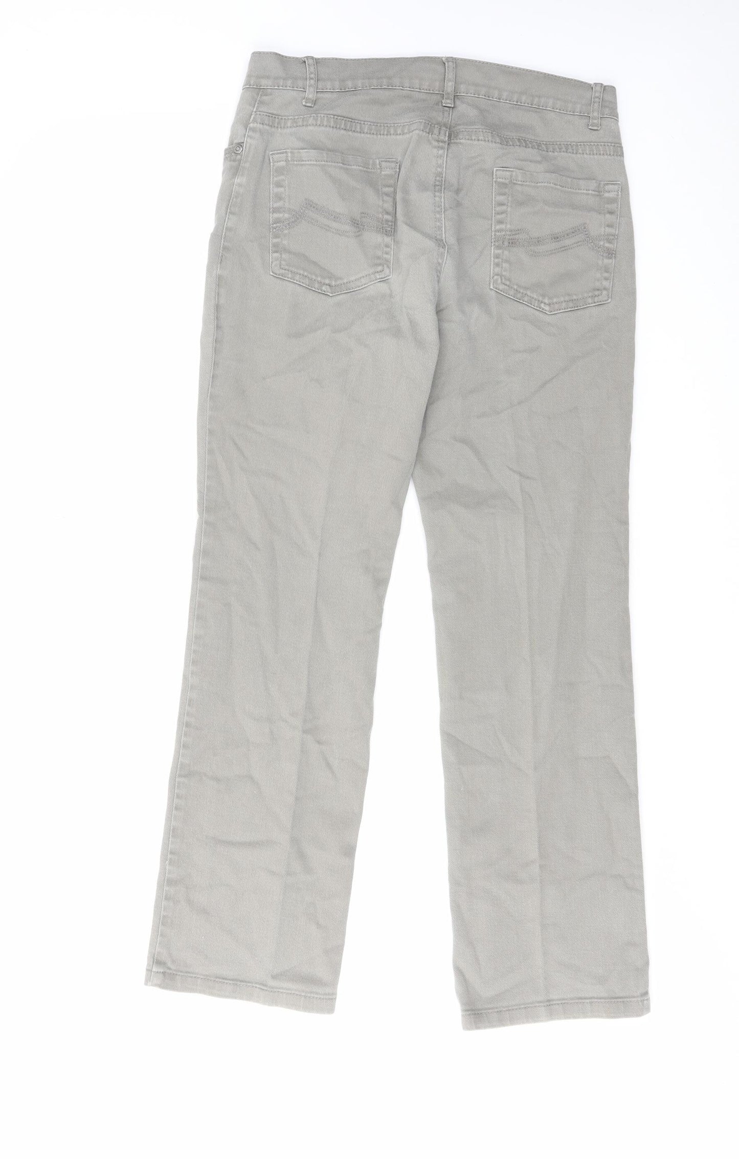 Marks and Spencer Womens Grey Cotton Bootcut Jeans Size 12 L29 in Regular Zip