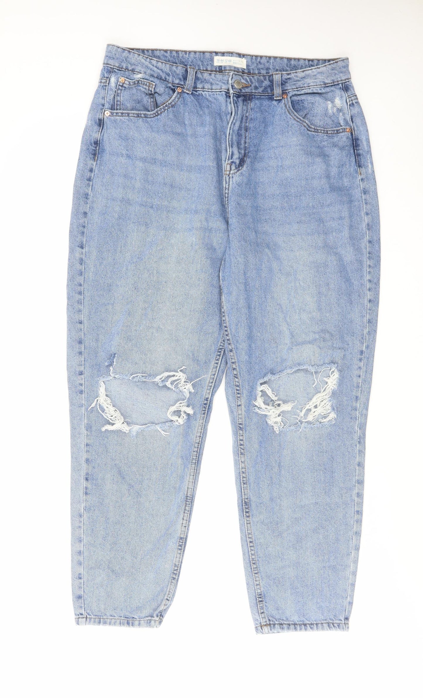 Denim & Co. Womens Blue Cotton Tapered Jeans Size 16 L27 in Regular Zip