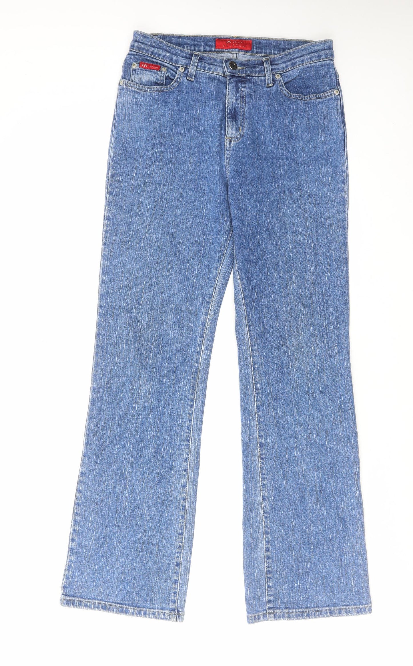 Per Una Womens Blue Cotton Bootcut Jeans Size 10 L30 in Regular Zip
