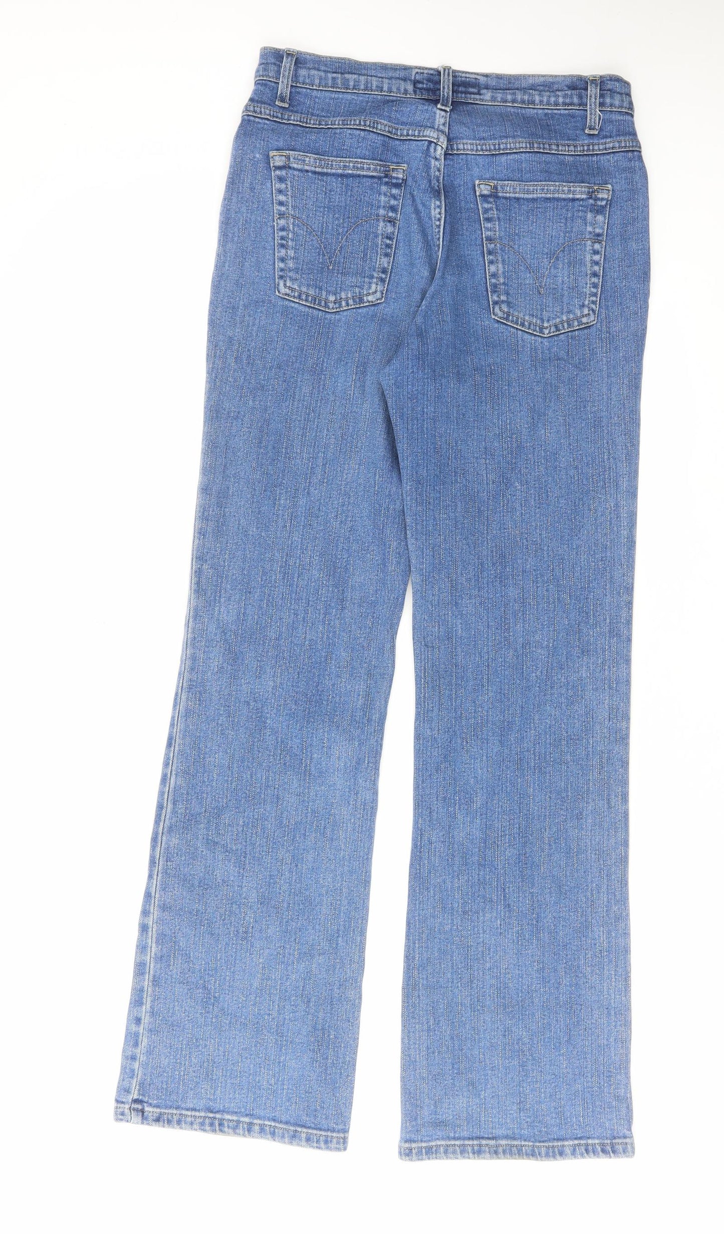 Per Una Womens Blue Cotton Bootcut Jeans Size 10 L30 in Regular Zip