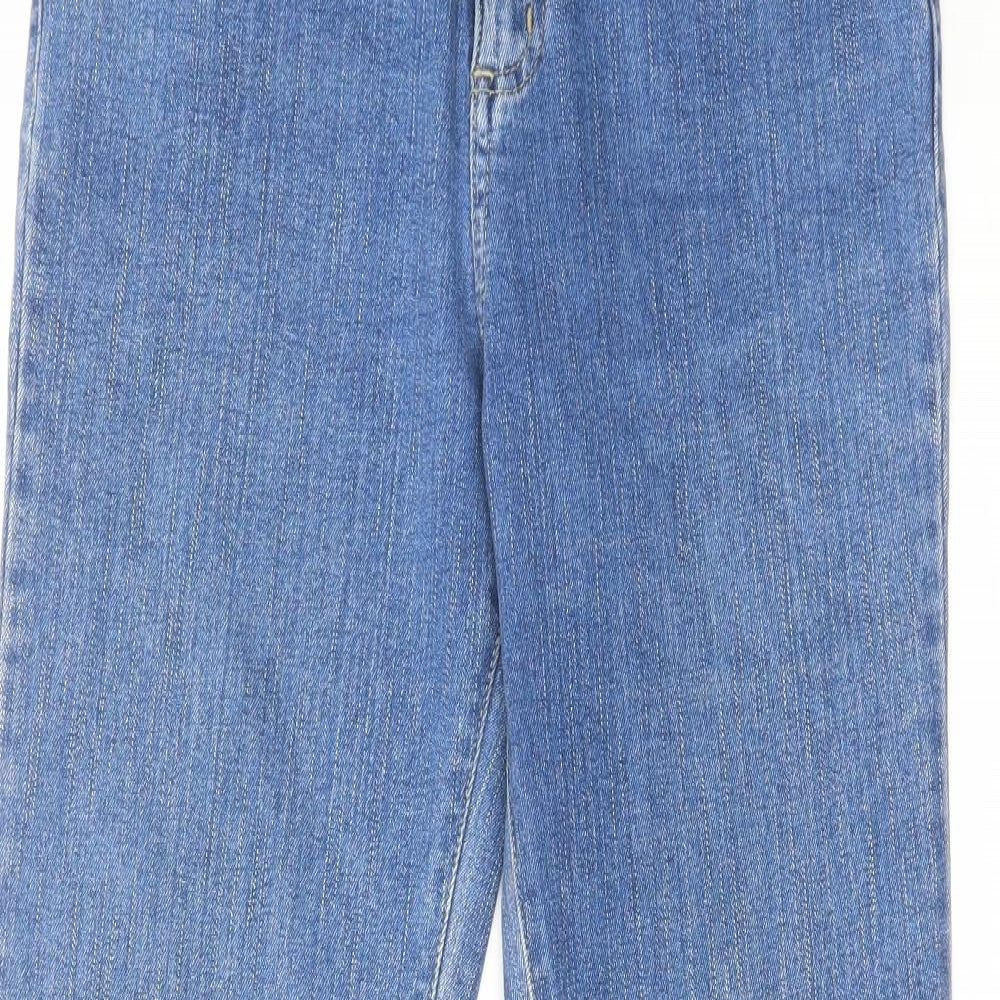 Per Una Womens Blue Cotton Bootcut Jeans Size 10 L30 in Regular Zip