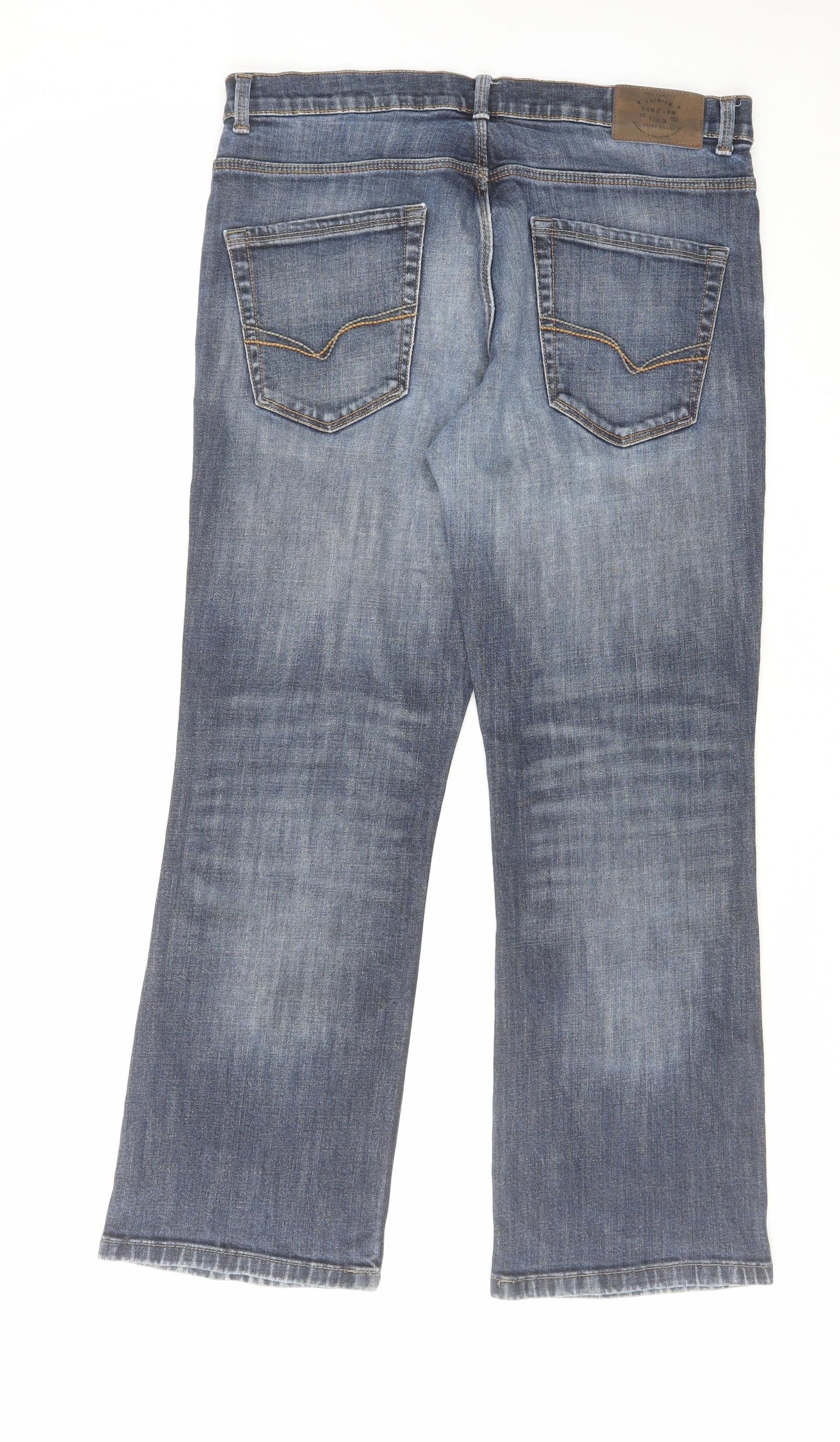 George Mens Blue Cotton Bootcut Jeans Size 34 in L29 in Regular Zip