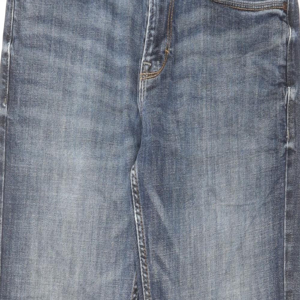 George Mens Blue Cotton Bootcut Jeans Size 34 in L29 in Regular Zip