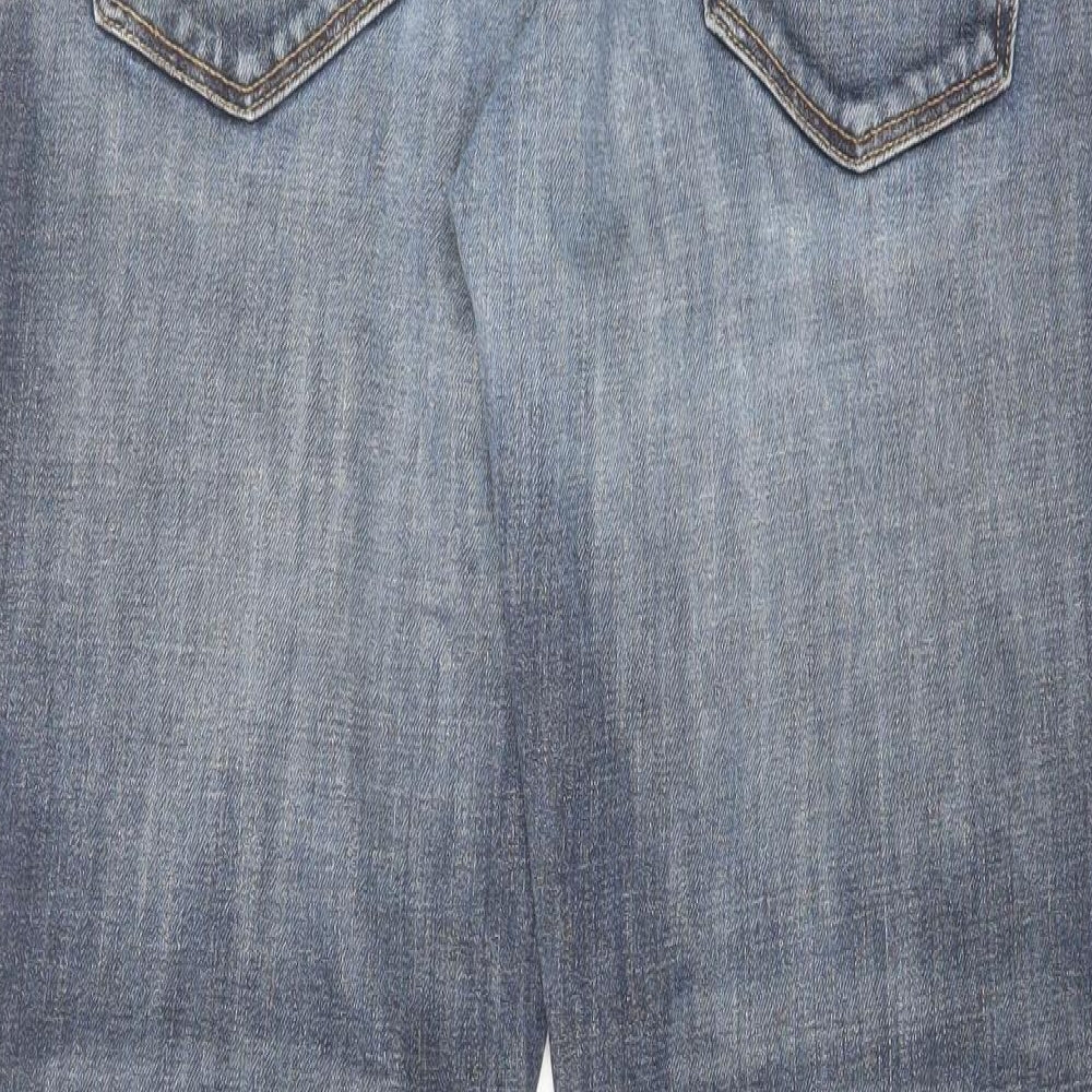 George Mens Blue Cotton Bootcut Jeans Size 34 in L29 in Regular Zip