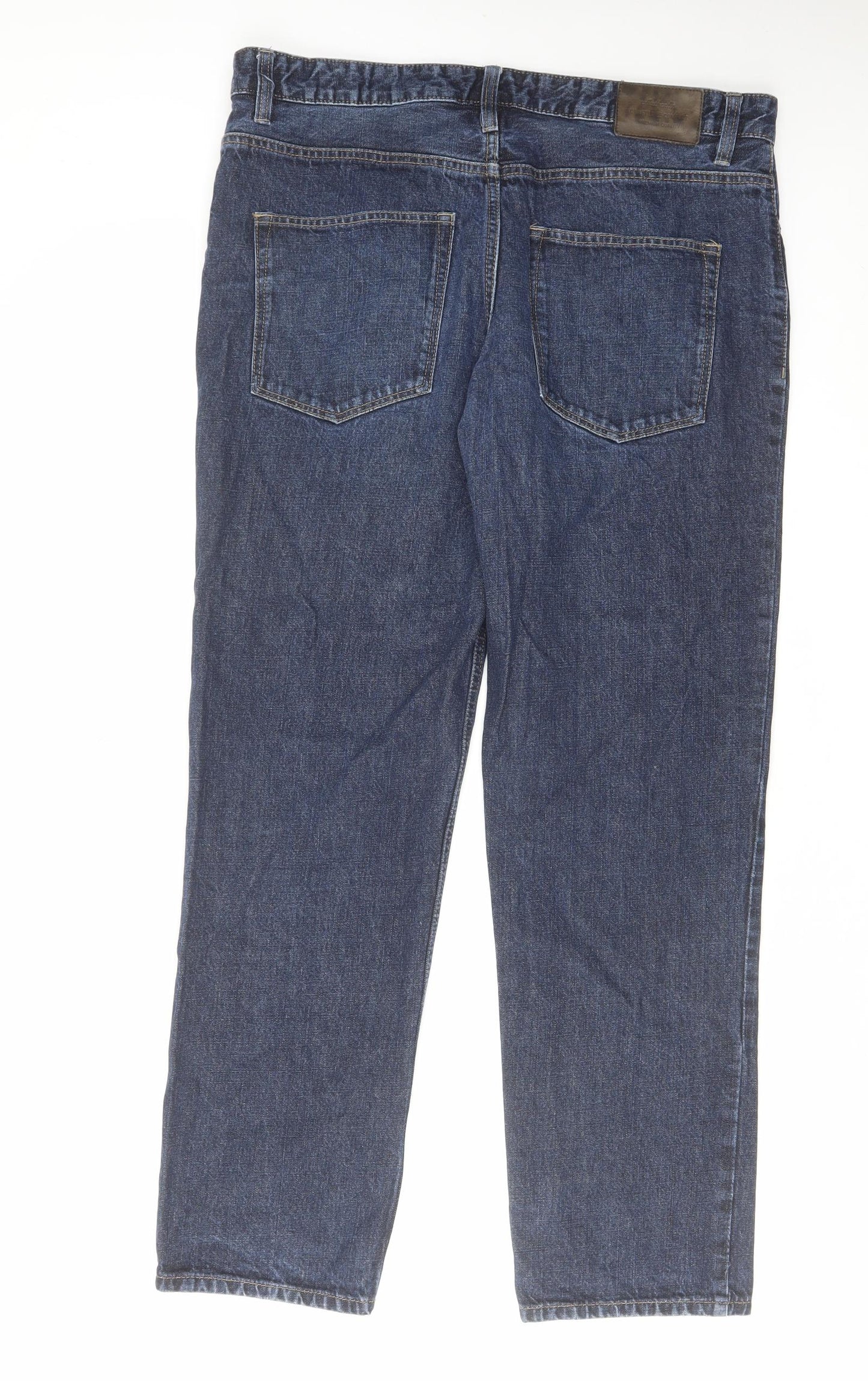 TU Mens Blue Cotton Straight Jeans Size 34 in L30 in Regular Zip