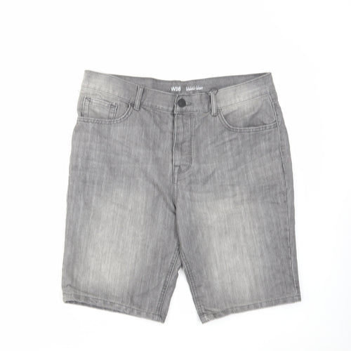 Denim & Co. Mens Grey Cotton Chino Shorts Size 36 in L10 in Regular Button