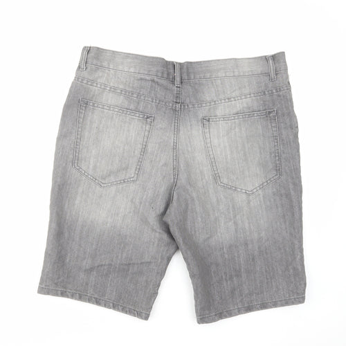 Denim & Co. Mens Grey Cotton Chino Shorts Size 36 in L10 in Regular Button
