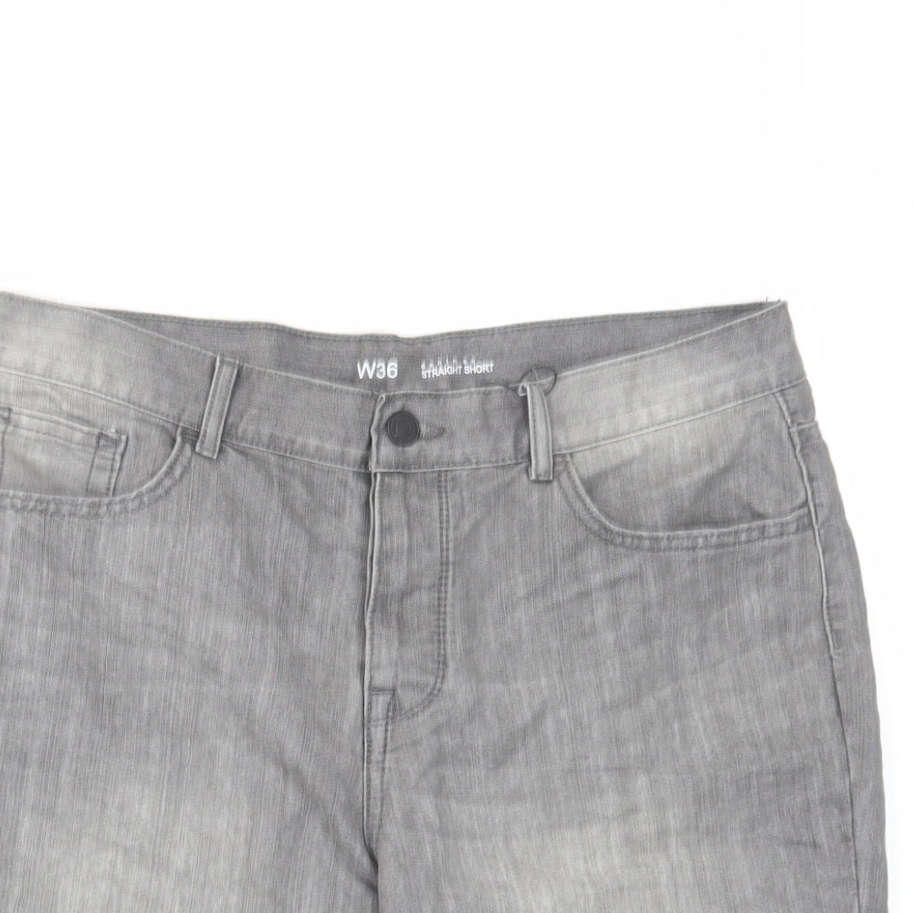 Denim & Co. Mens Grey Cotton Chino Shorts Size 36 in L10 in Regular Button
