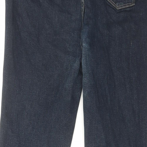 Per Una Womens Blue Cotton Straight Jeans Size 16 L27 in Regular Zip