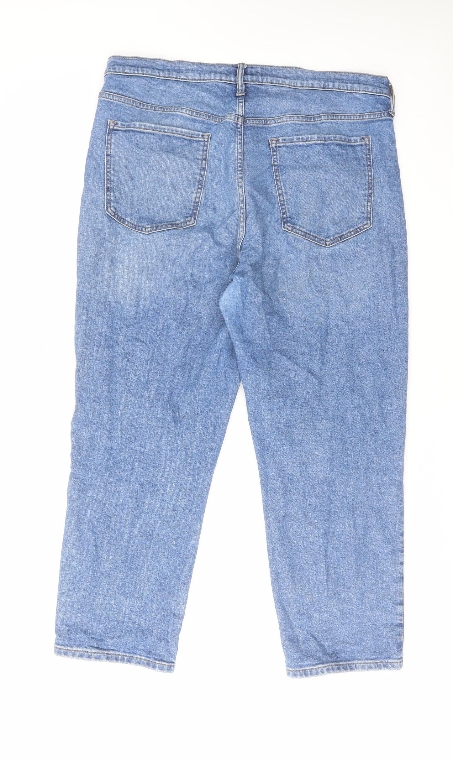 Banana Republic Womens Blue Cotton Straight Jeans Size 14 L32 in Regular Zip