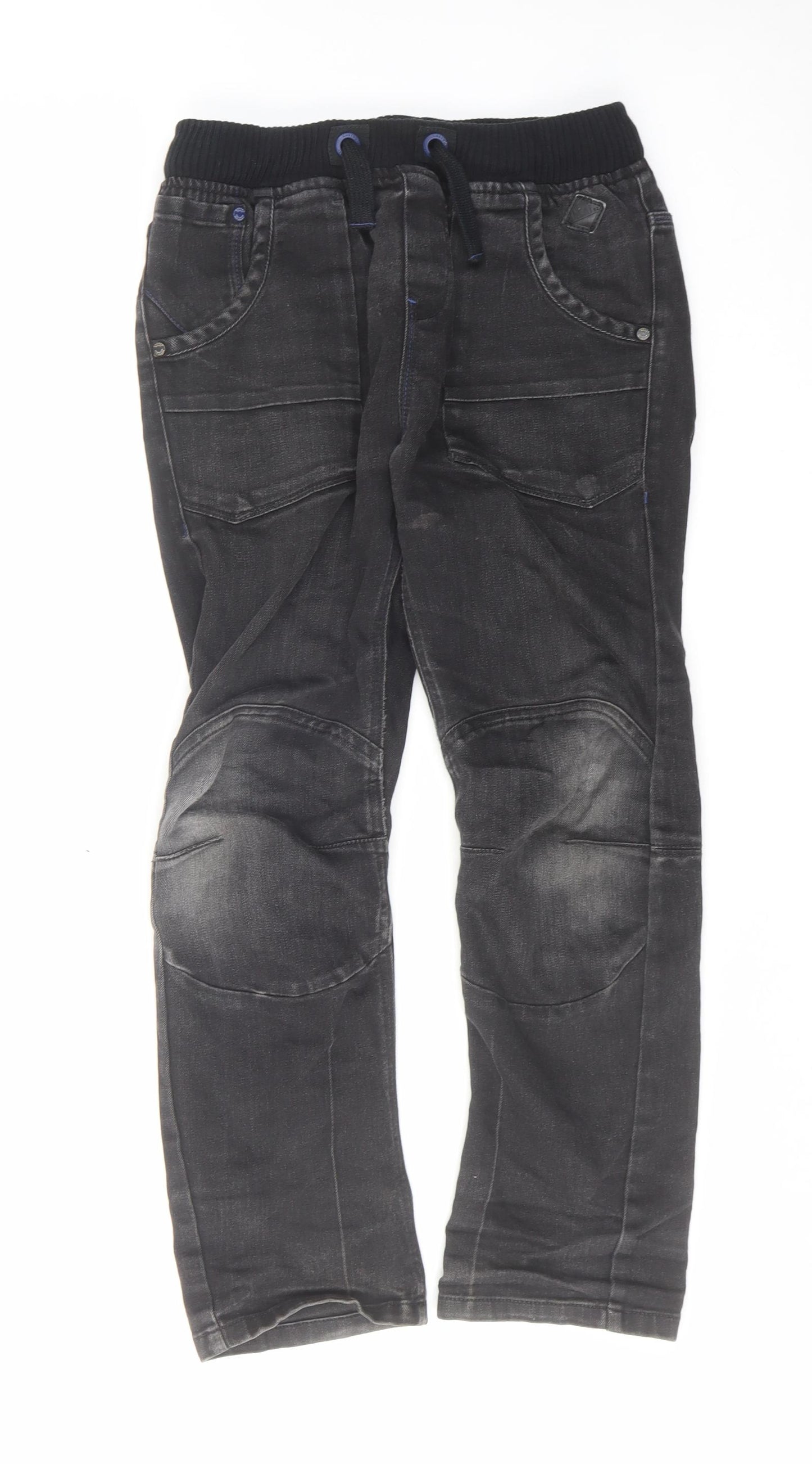 NEXT Boys Black Cotton Straight Jeans Size 10 Years Regular Drawstring