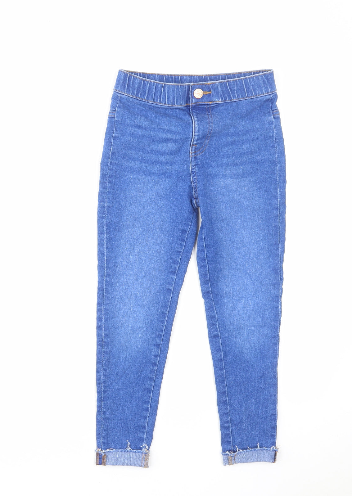 Marks and Spencer Girls Blue Cotton Jegging Jeans Size 8-9 Years Regular Zip