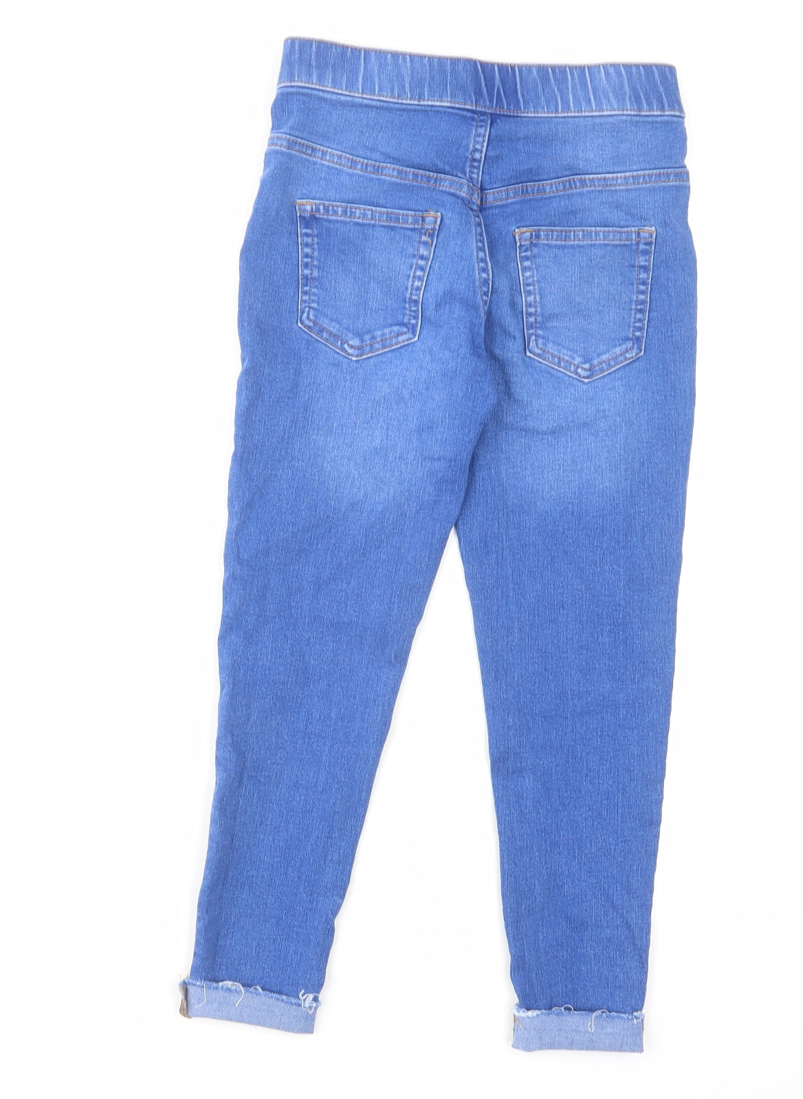 Marks and Spencer Girls Blue Cotton Jegging Jeans Size 8-9 Years Regular Zip