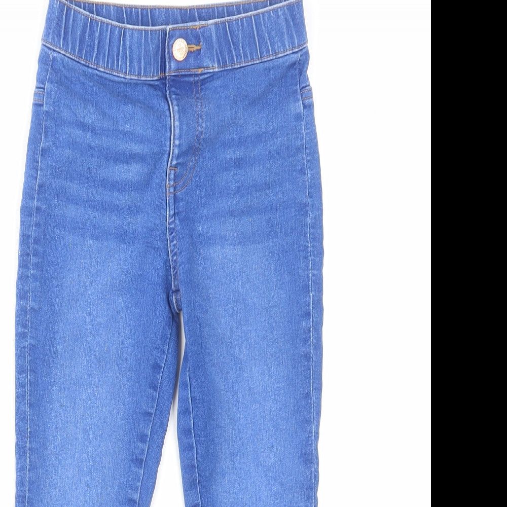 Marks and Spencer Girls Blue Cotton Jegging Jeans Size 8-9 Years Regular Zip