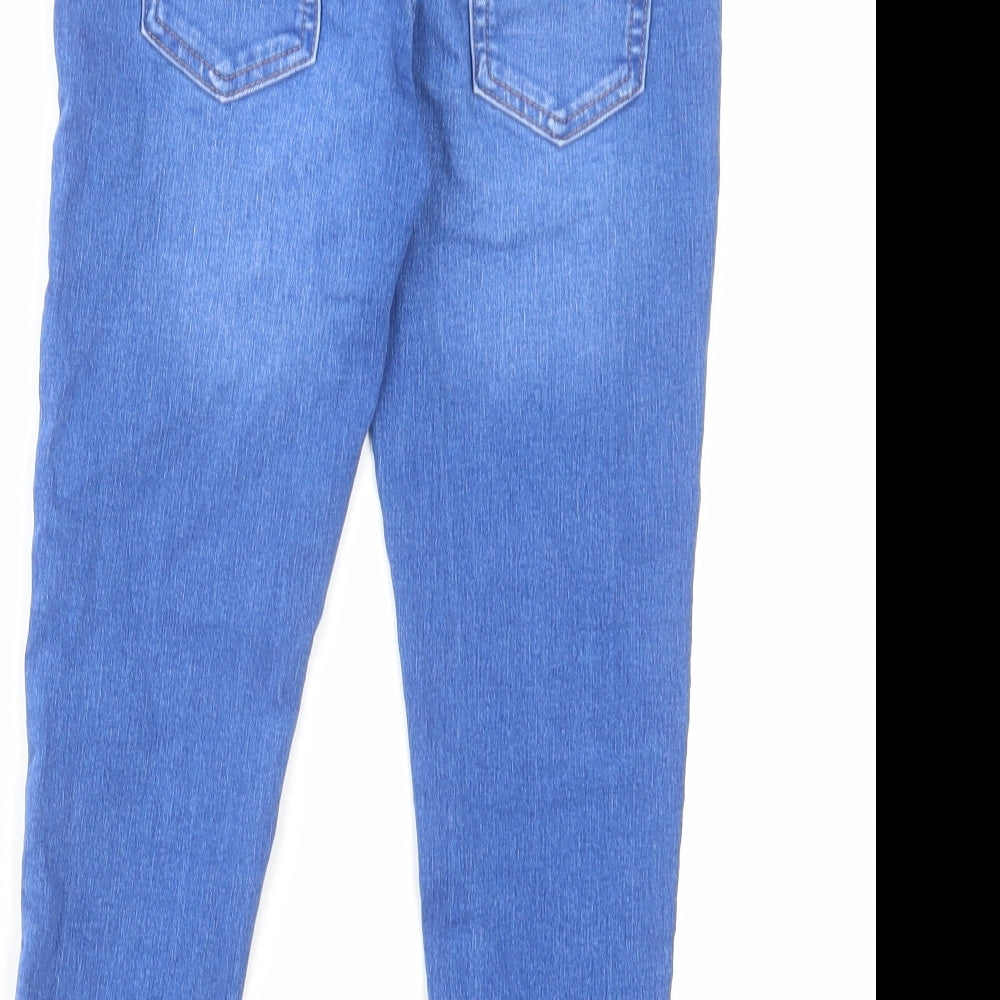 Marks and Spencer Girls Blue Cotton Jegging Jeans Size 8-9 Years Regular Zip